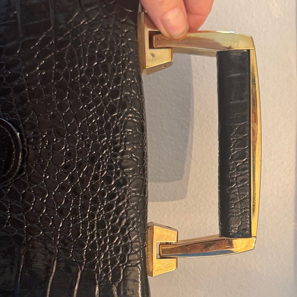 Source Unknown Black Crocodile-Embossed Laptop Case with Gold Hardware - Picture 4 of 7